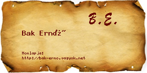 Bak Ernő névjegykártya